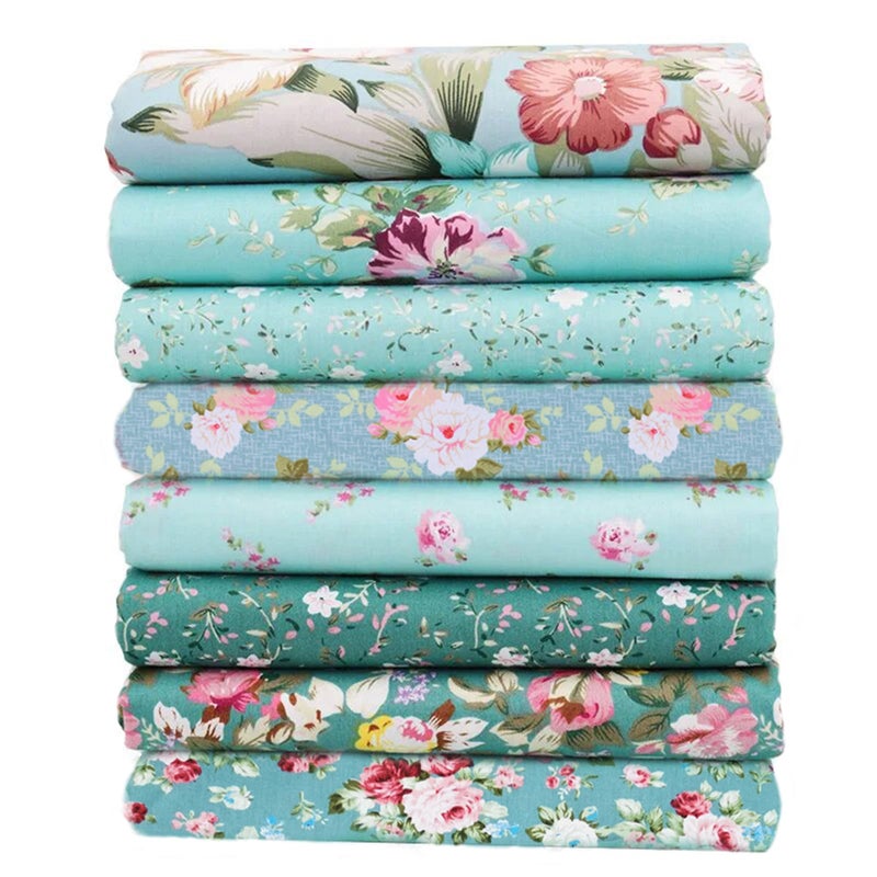 Hanjunzhao Green Fat Quarters Fabric Bundles, Precut Quilt Sewing Quilting Fabric, 18 x 22 inches (Green Floral) - Image 1